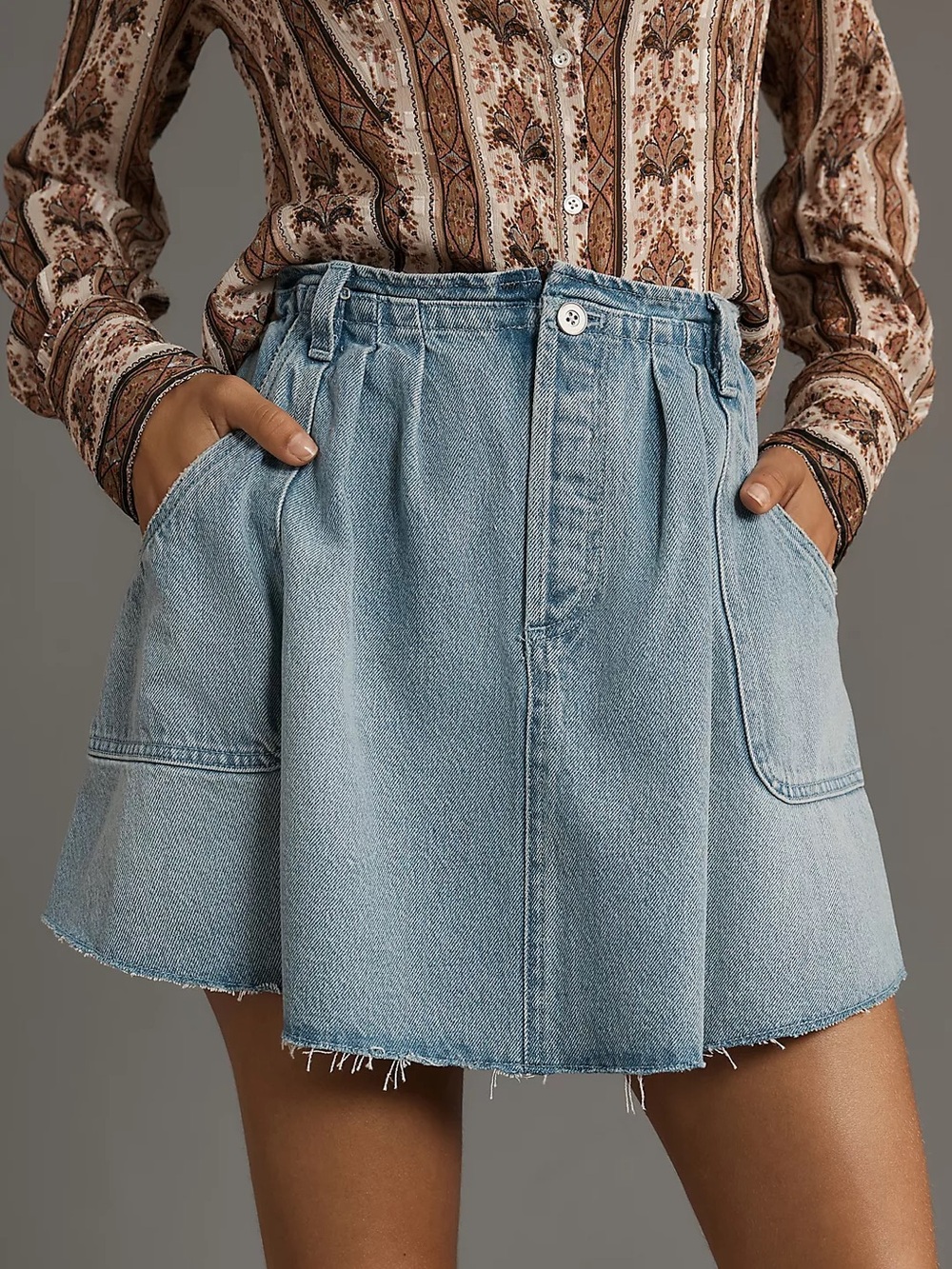 Pilcro Reworked Denim Skater Mini Skirt Medium